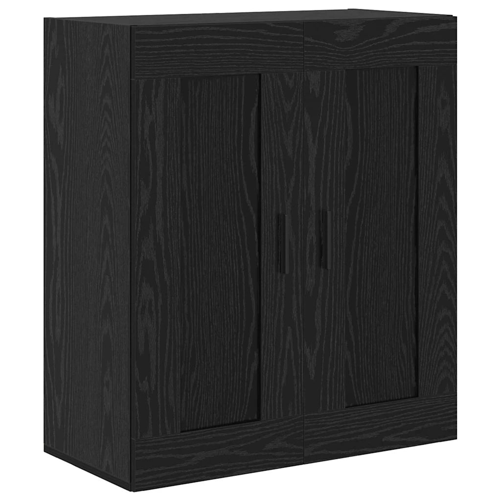 Credenza 2 pcs Rovere Nero Legno multistrato