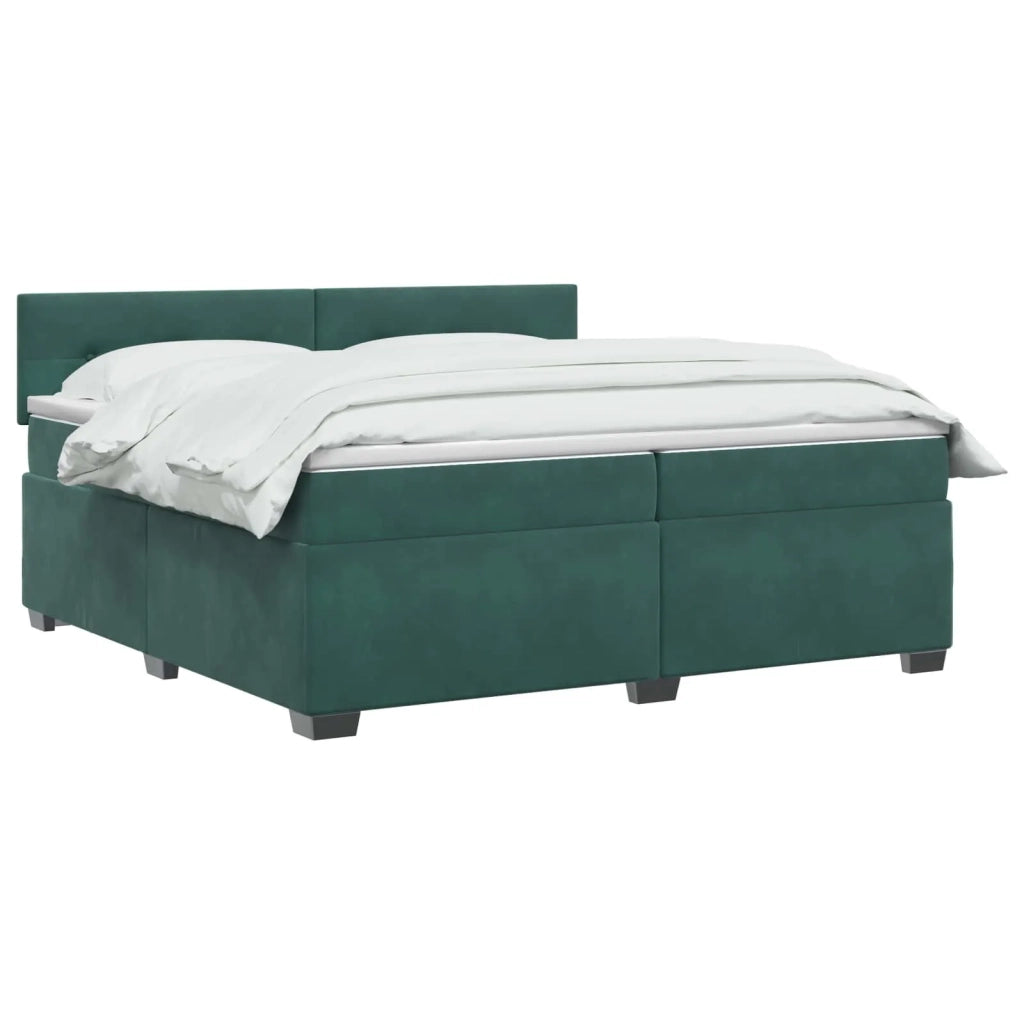 Letto box spring con materasso Verde Scuro 200 x 200 cm Velluto 3450785