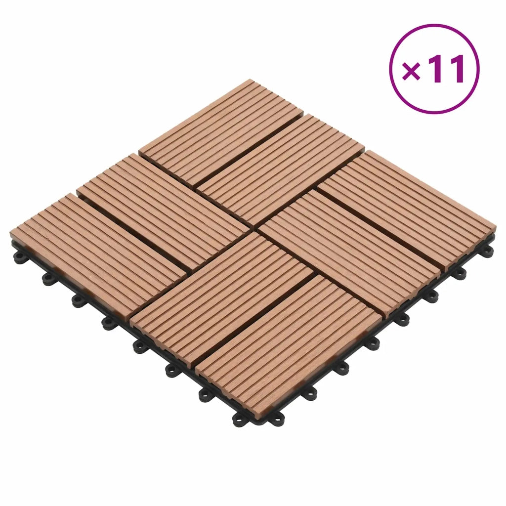 Piastrella per Decking 11 pcs Marrone 30 x 30 cm WPC 42046674