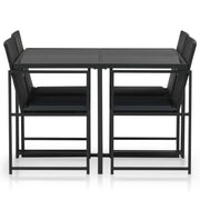 Set da Pranzo da Giardino 5 pz con Cuscini in Polyrattan Nero 44443