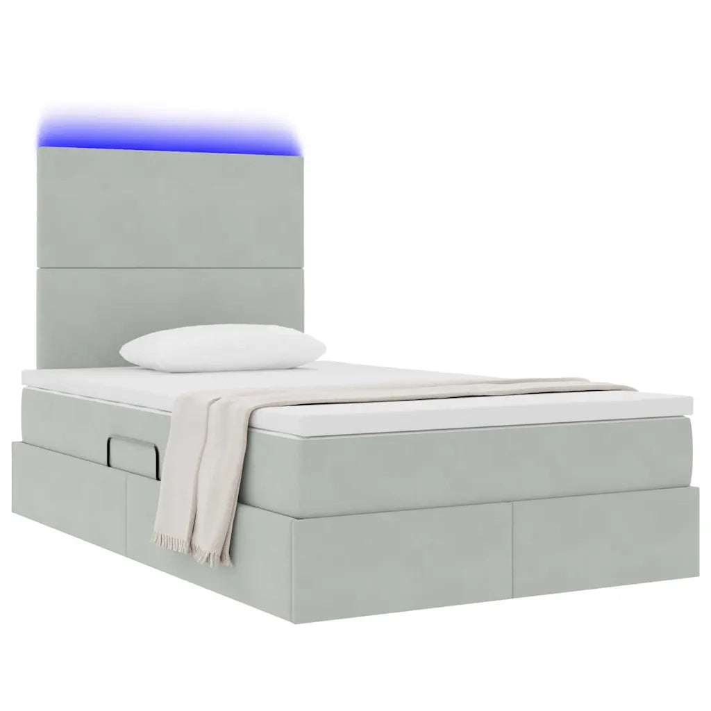 Letto con contenitore e LED Grigio chiaro 120 x 200 cm Velluto 3372597