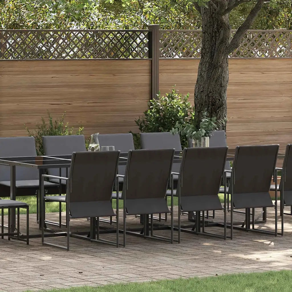 Set da Pranzo per Giardino 15 pcs Nero Acciaio 3335866
