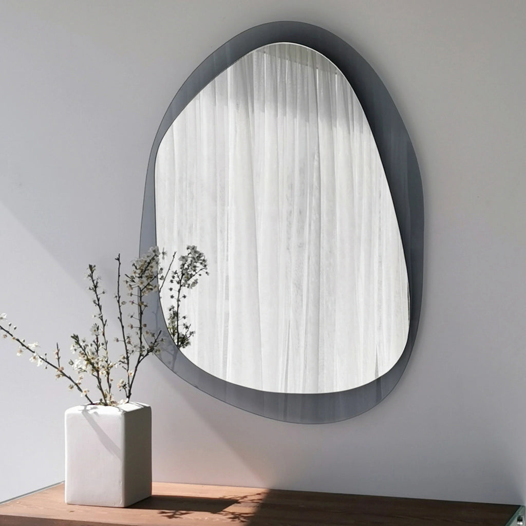 Curti, Specchio Forma Ovale, 55x75h cm Nero Fume