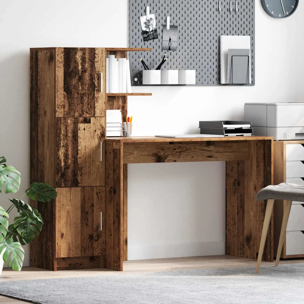 Scrivania | Tavolo da Ufficio 2 pz Legno vecchio
