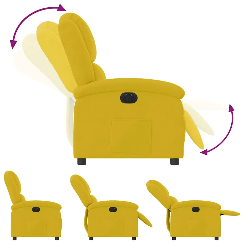 Poltrona | Sedia Relax Reclinabile Elettrica Gialla in Velluto