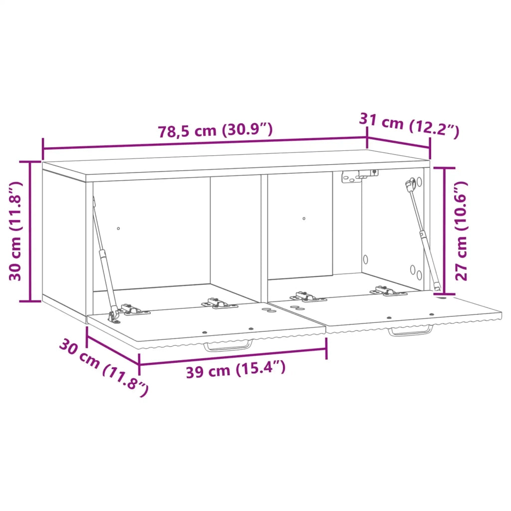 Mobile TV da Muro | Armadietto TV | Mobile Porta TV Bianco Lucido 78,5 x 31 x 30 cm