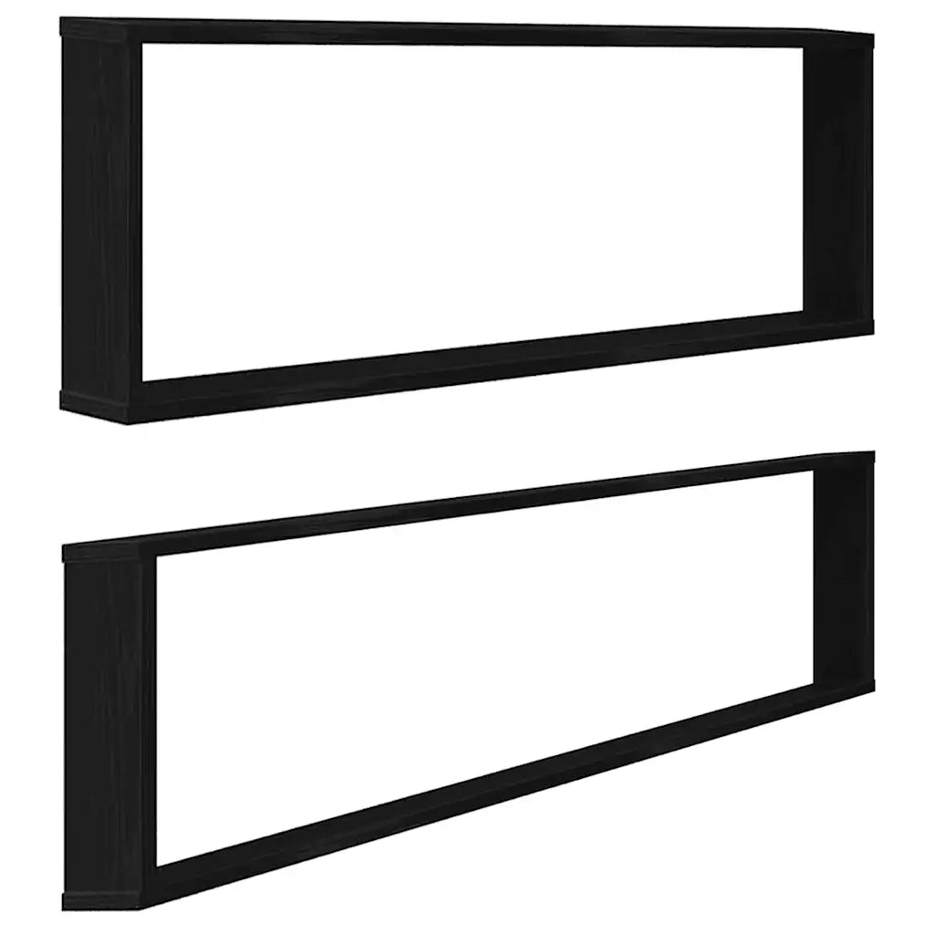 Mensole Parete Cubo 2 pz Rovere Nero 100x15x30 cm Multistrato 862058