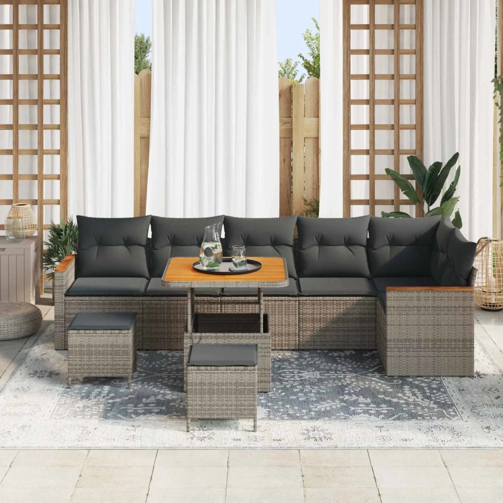 Set Divano da Giardino 9 pcs Grigio polyrattan 3362933