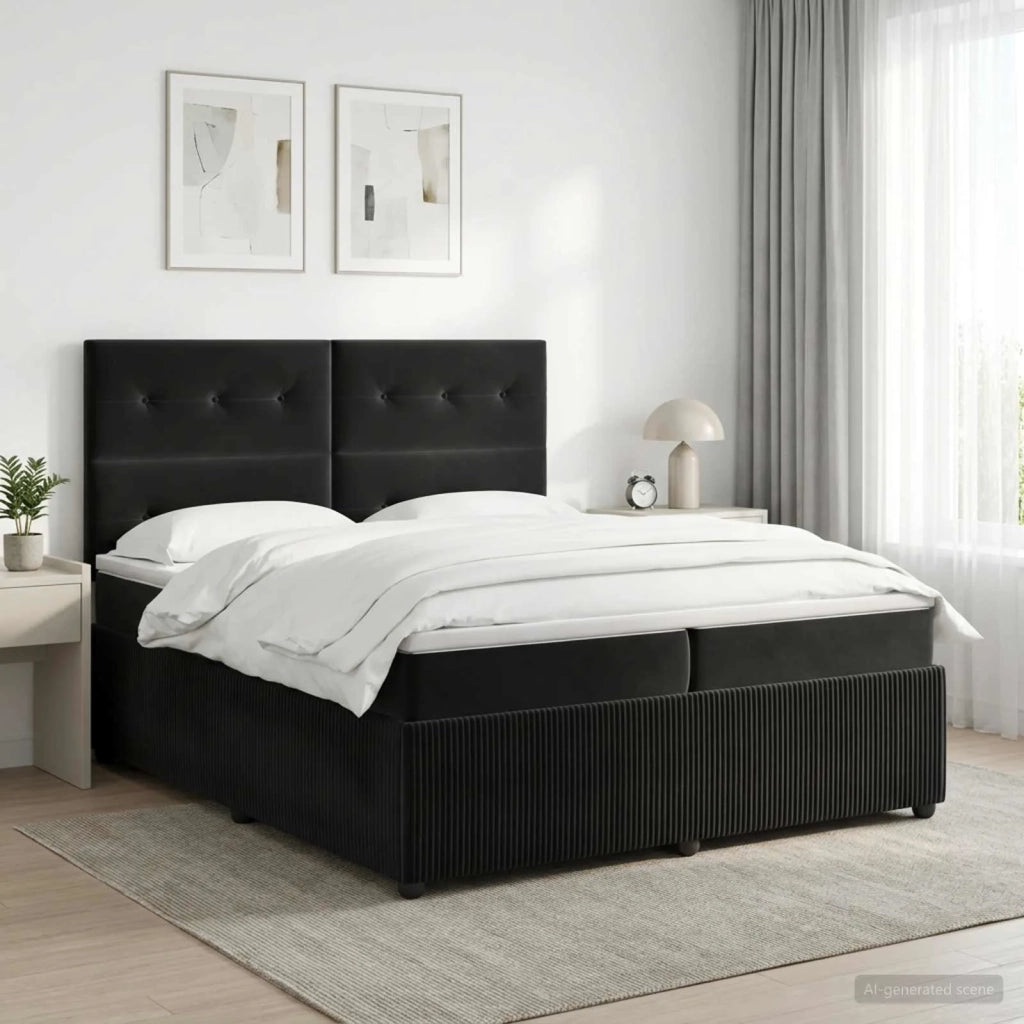 Letto box spring con materasso Nero 200 x 200 cm Velluto 3454675