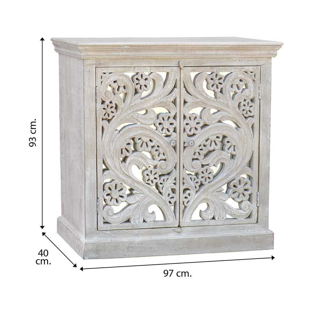 Mobile da ingresso in legno bianco 97x40x93h