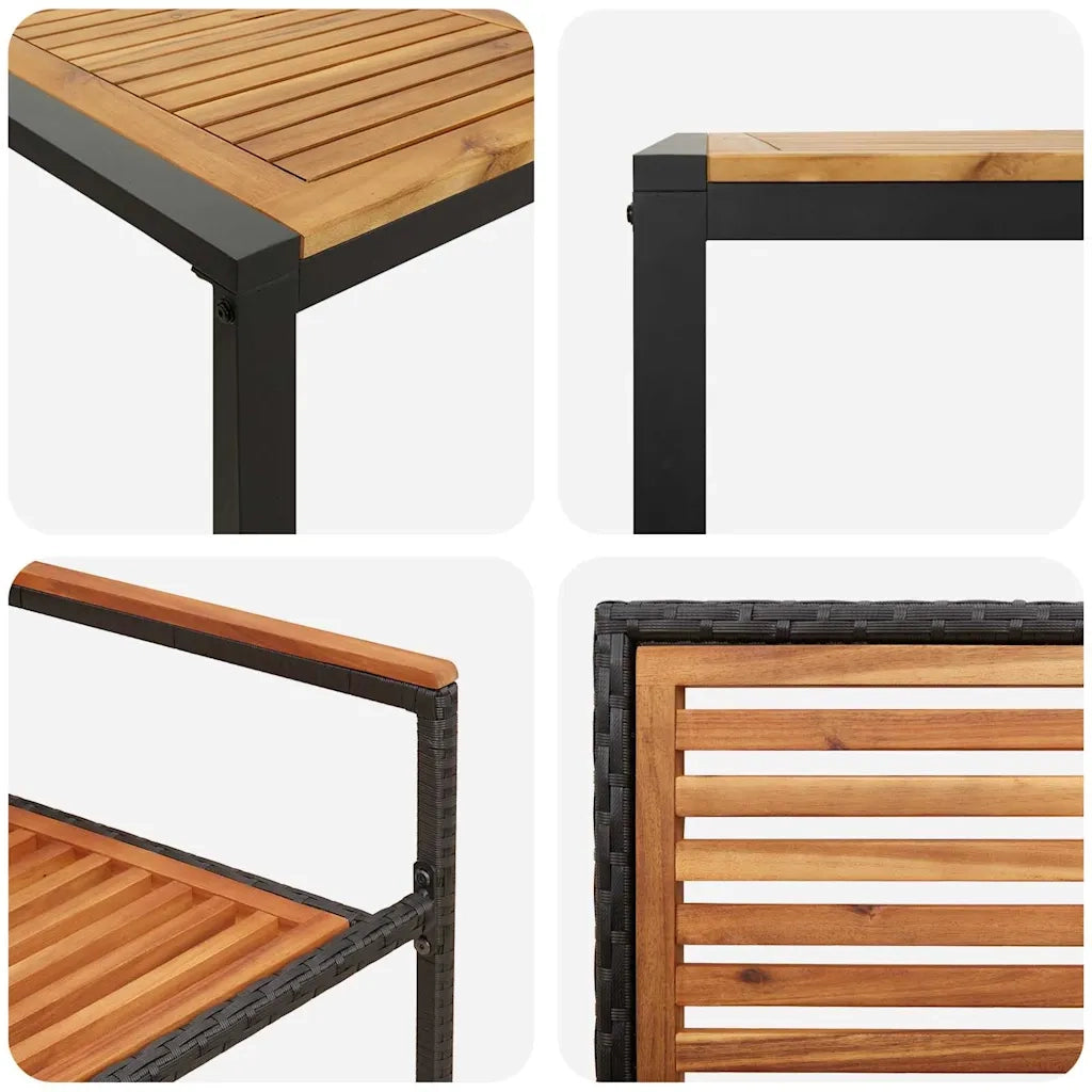 Set da Pranzo per Giardino 7 pcs Nero e Marrone polyrattan 3365481
