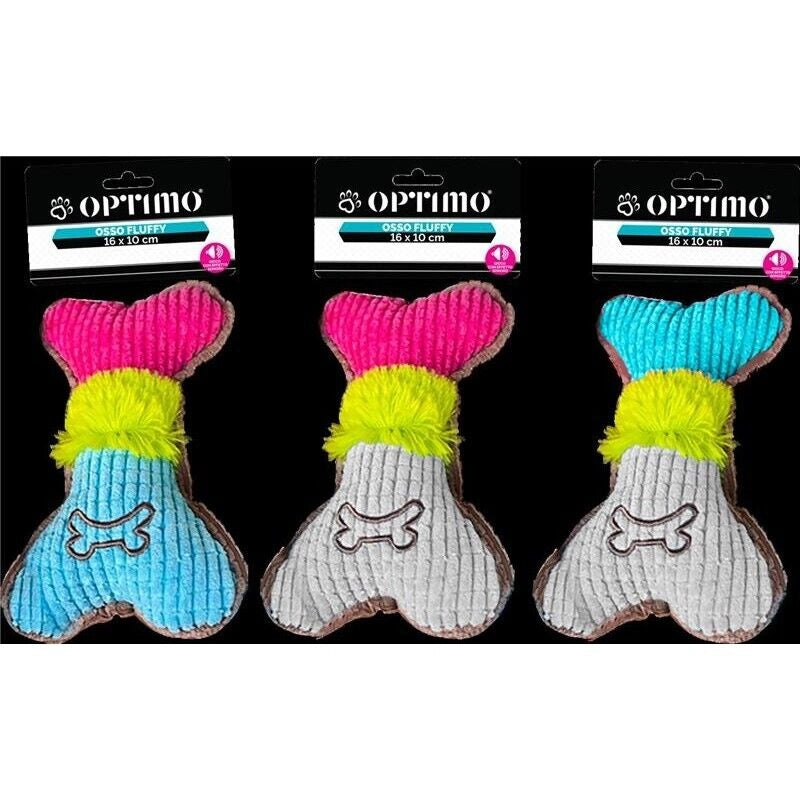 GIOCO PER ANIMALI A FORMA DI OSSO FUFFLY 16X10 CM MORBIDO TESSUTO IN COLORAZIONE ASSORTITA