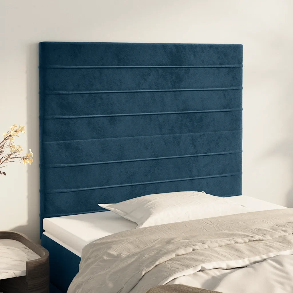 Testiera | Testata Blu Scuro 100x5x118/128 cm Velluto