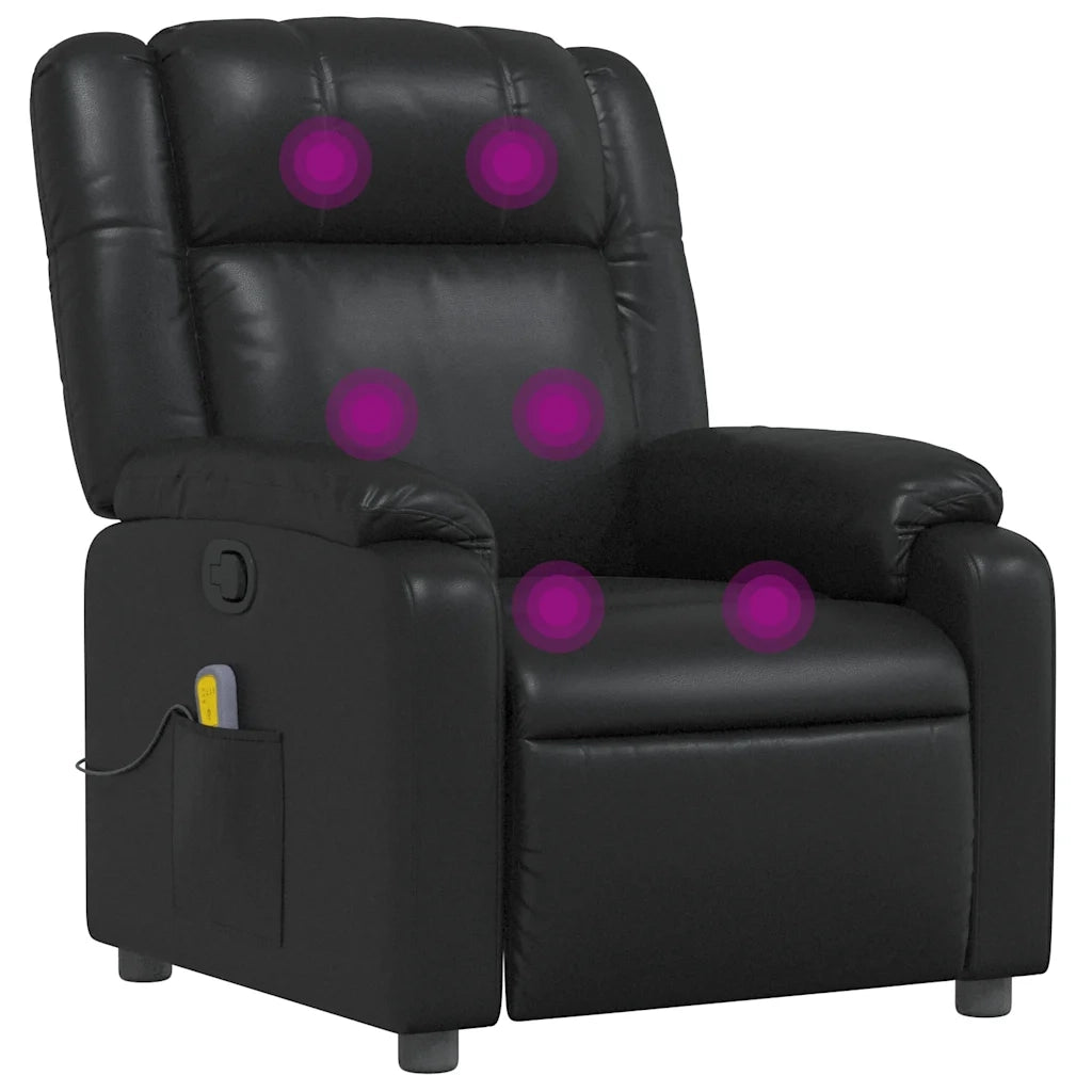 Poltrona Massaggiante | Sedia Relax Reclinabile Nera in Similpelle