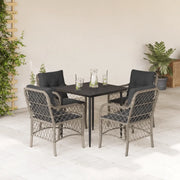 Set Pranzo da Giardino 5pz con Cuscini Grigio Chiaro Polyrattan 3212167