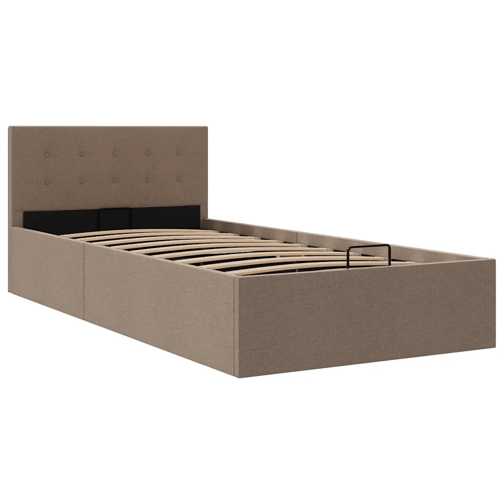 Letto singolo | Letto per adulti | Giroletto Idraulico Contenitore Grigio Talpa Tessuto 100x200cm