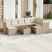 Set Divano da Giardino 10 pz con Cuscini Beige in Polyrattan 3218578