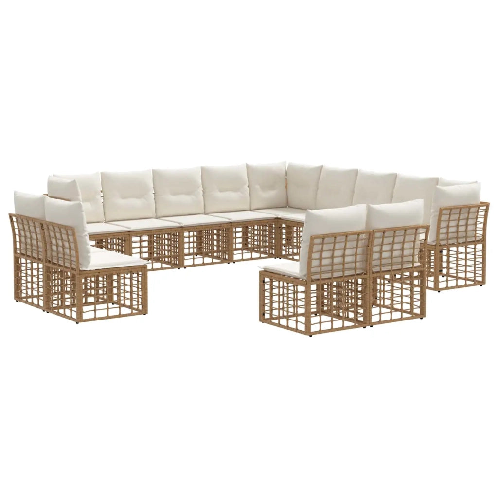 Set di divani da esterno Naturale e Bianco Crema Poliestere 3437602