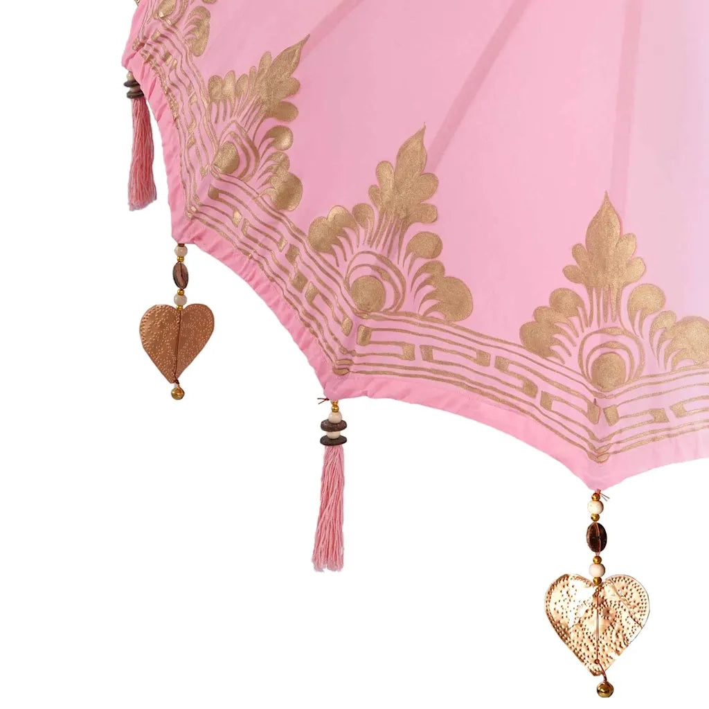 Ombrello balinese con base Rosa 95 x 95 x 260 cm