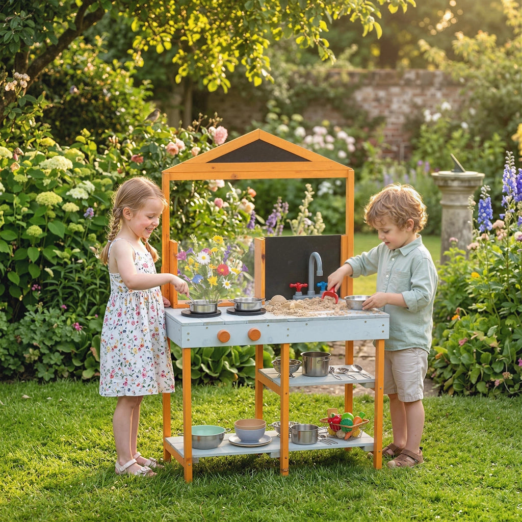 Cucina da gioco per bambini in legno ¨C zephmum ¨C blu chiaro