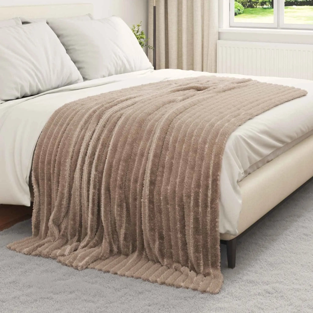 Coperte da Pile 6 pz Cammello 200 x 150 cm Panno