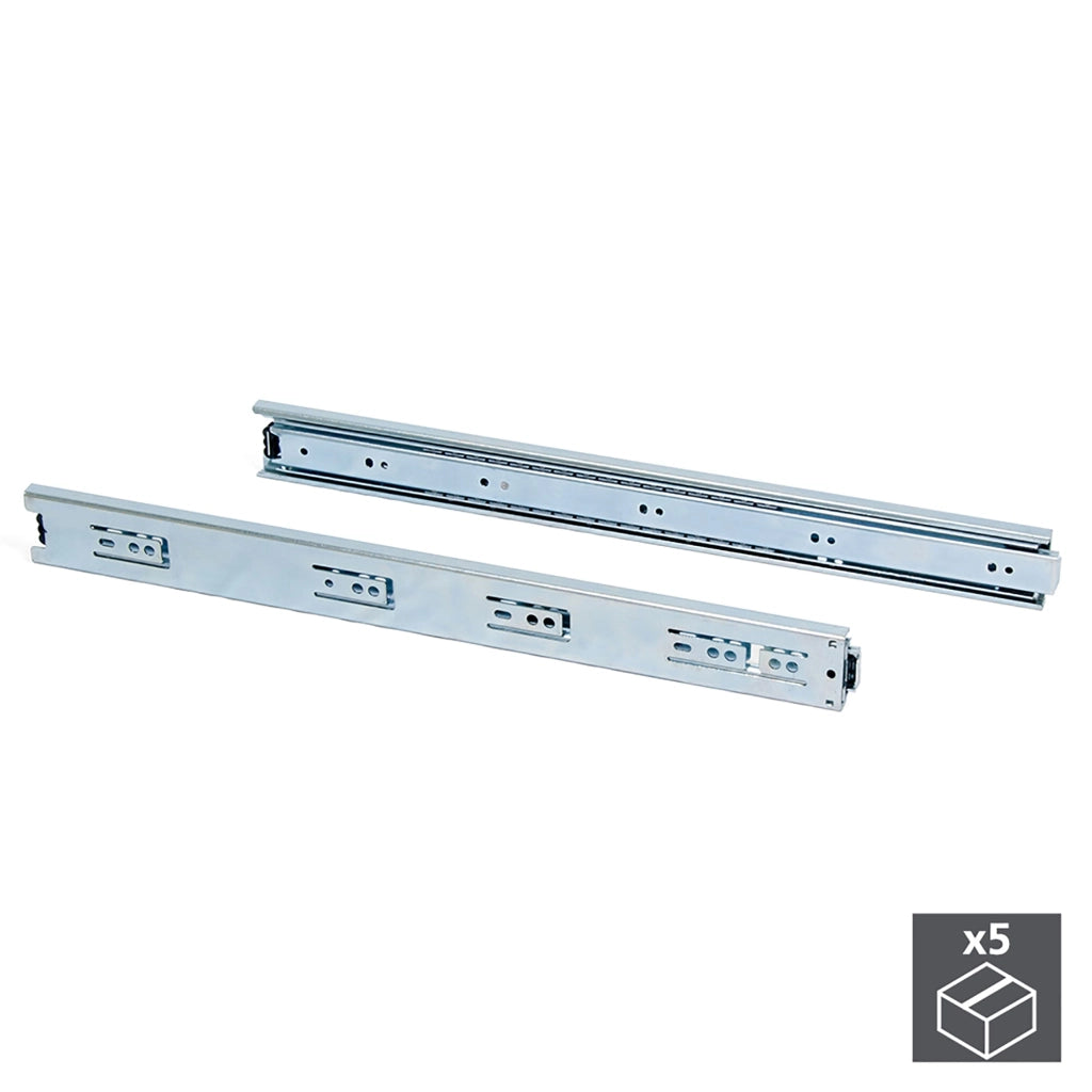 Kit Guide per Cassetti a Sfera 45 x 300 mm Estrazione Totale Zincato 5 Pezzi Emuca