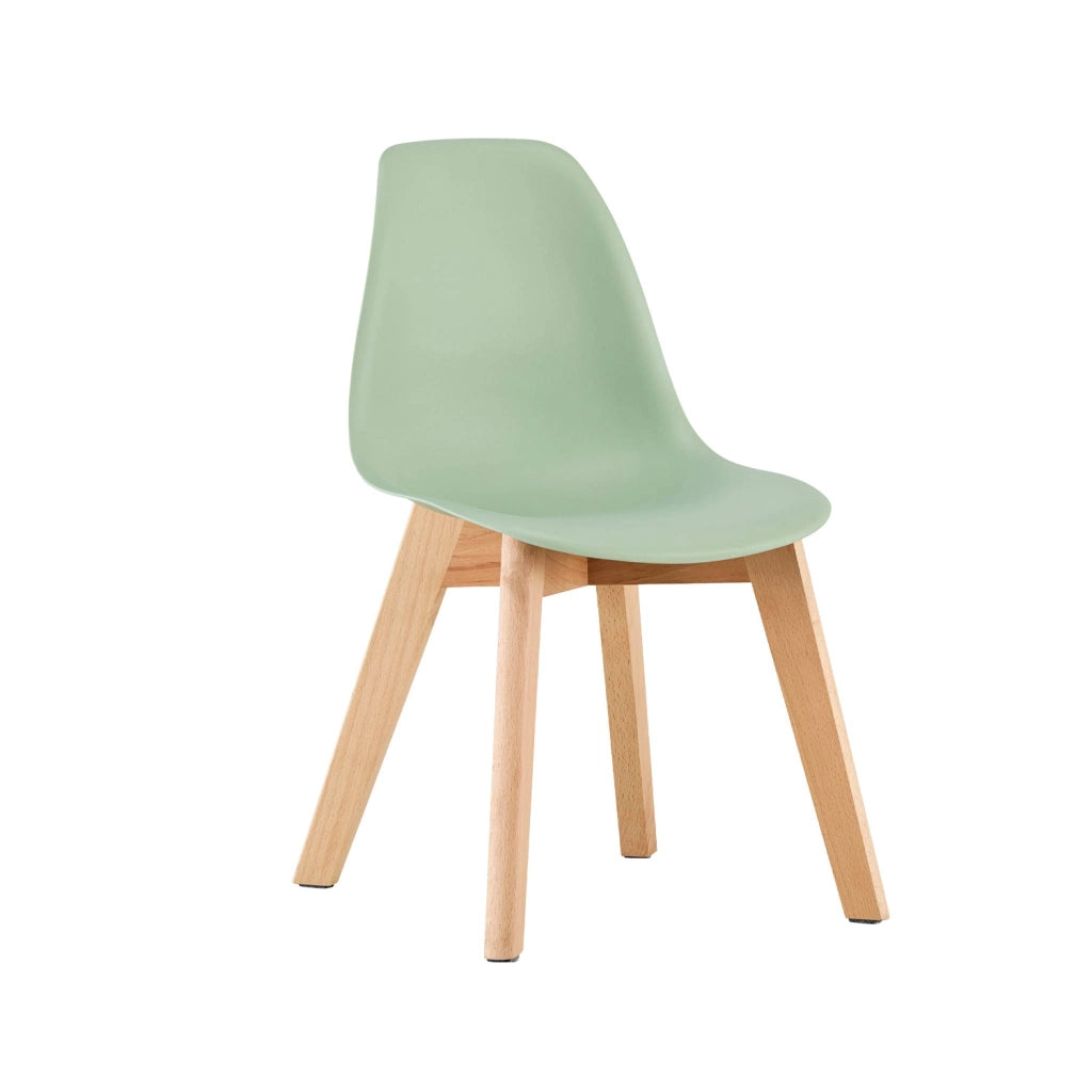 Sedia scandinava per bambini in legno di faggio, verde chiaro