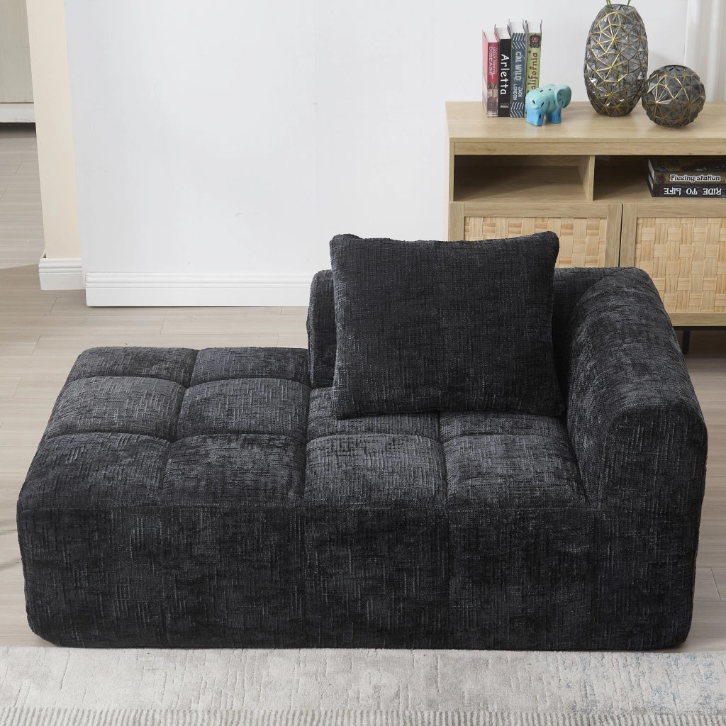 Chaise Longue Divano con Cuscini ¨C MINIMAL ¨C Nero, Tasche Laterali