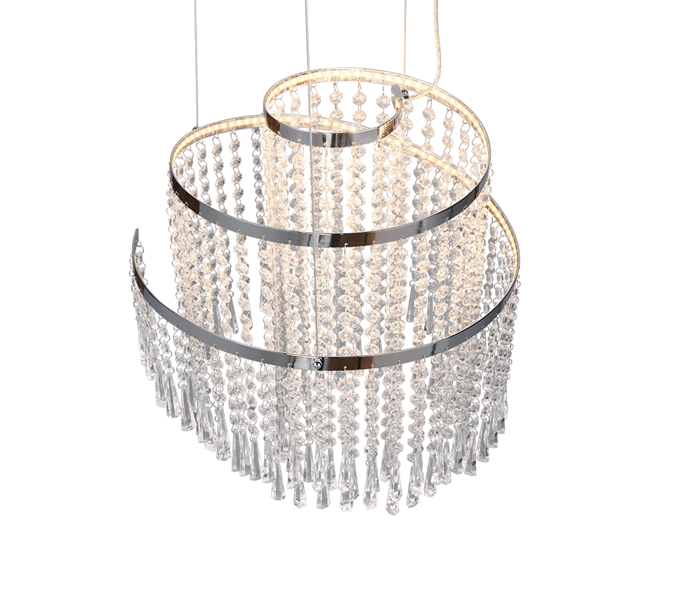 Lampada a sospensione LED con pendenti, metallo cromato, D 38 cm, Pomp