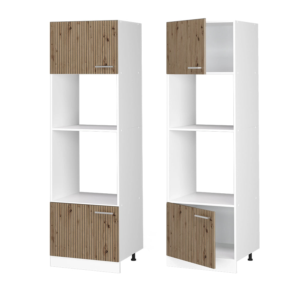 Mobile cucina microonde R-Line Rovere artigianale/Bianco 60 cm Vicco