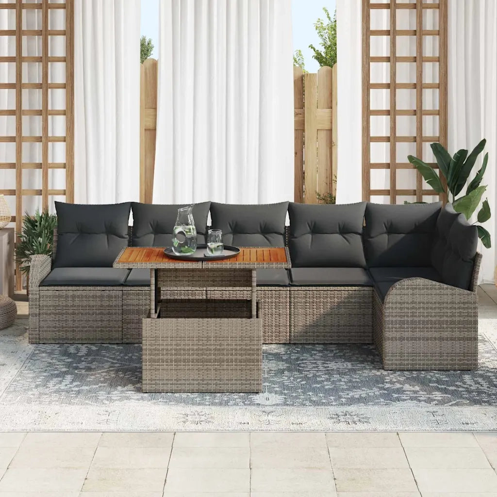 Set Divano da Giardino con cuscino 7 pcs Grigio 3349593