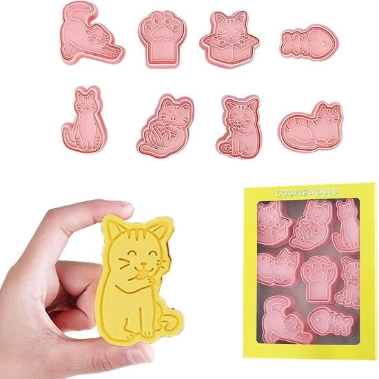 Set di stampi per biscotti, 8 pezzi, stampi per biscotti in plastica, timbri per biscotti con disegni di cartoni, stampi per biscotti per bambini, biscotti malformati, kit per la preparazione di biscotti per DIY