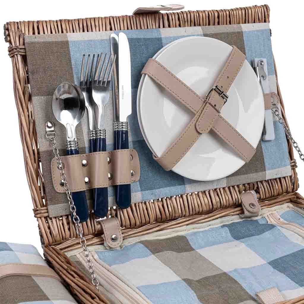 Cestino da picnic 2 servizi marrone 38x26x18cm
