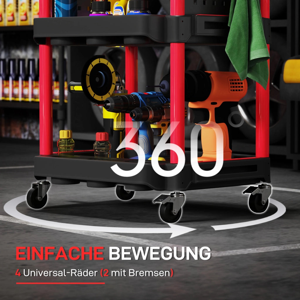 Carrello per attrezzi con ripiani e ganci ¨C Minimal ¨C Rosso