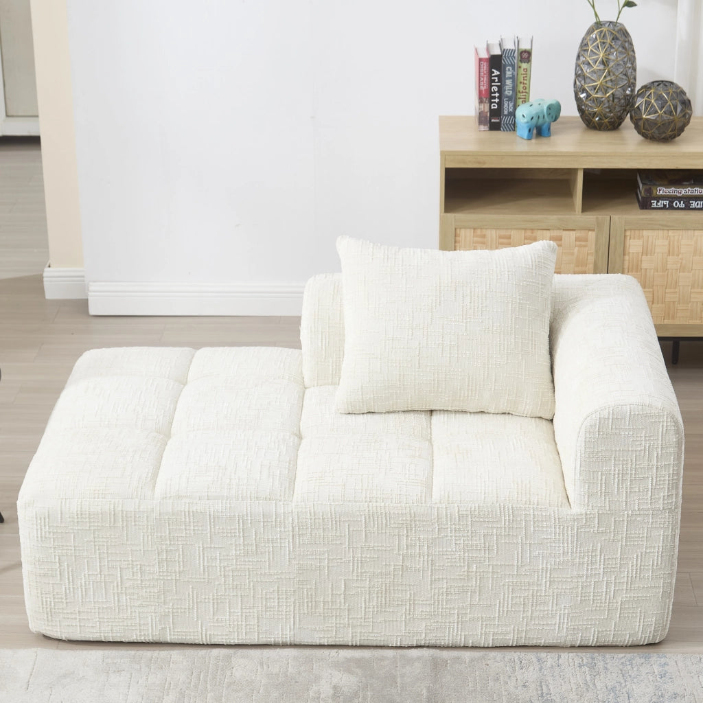 Divano 2 Posti con Cuscini e Tasche Laterali ¨C MINIMAL ¨C Beige, Tessuto Morbido
