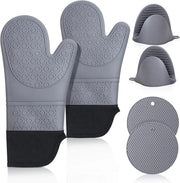 Set di Asciugamani per Panni e Pannelli - Resistente al Calore e Antiscivolo - 2 Pezzi - Nero - Silicone