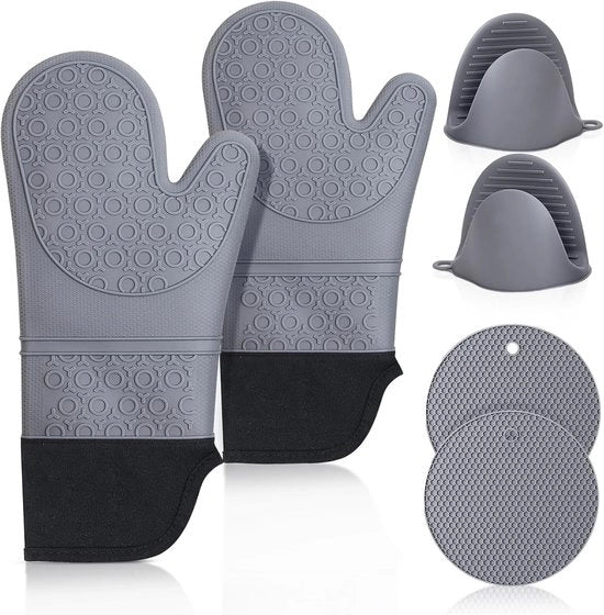 Set di Asciugamani per Panni e Pannelli - Resistente al Calore e Antiscivolo - 2 Pezzi - Nero - Silicone