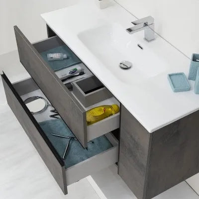Mobile bagno sospeso da 110 cm effetto pietra Oxid