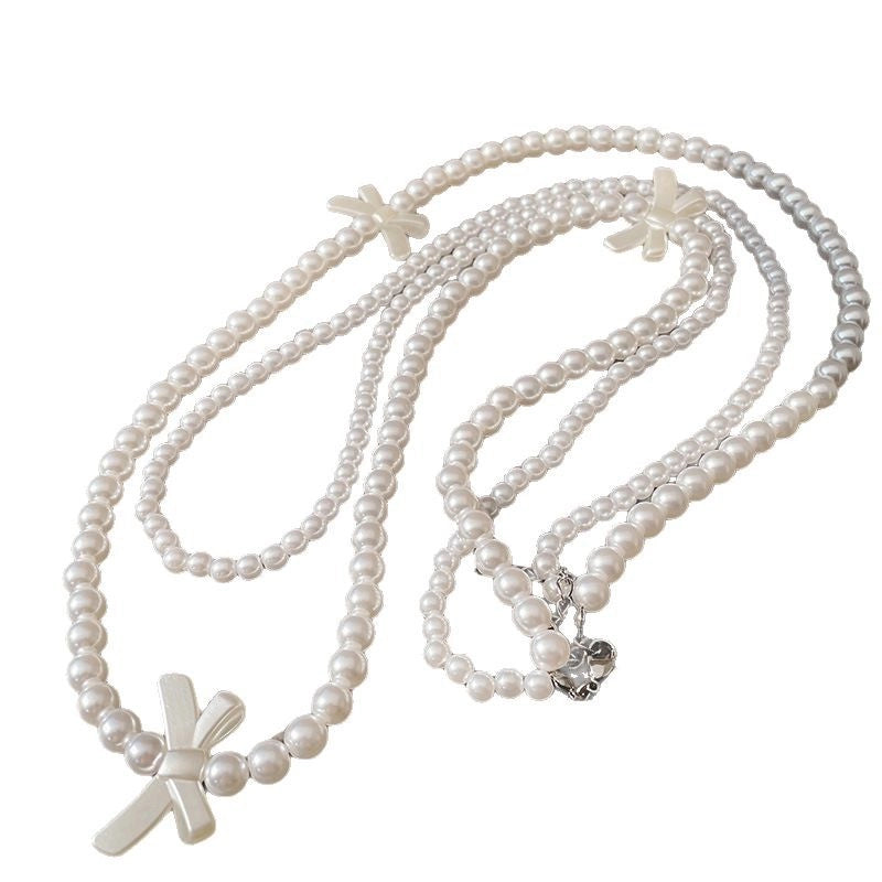 Dolce collana lunga di perle a doppio strato