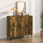 Credenza Rovere Fumo 90x34x80 cm in Legno Multistrato 817462