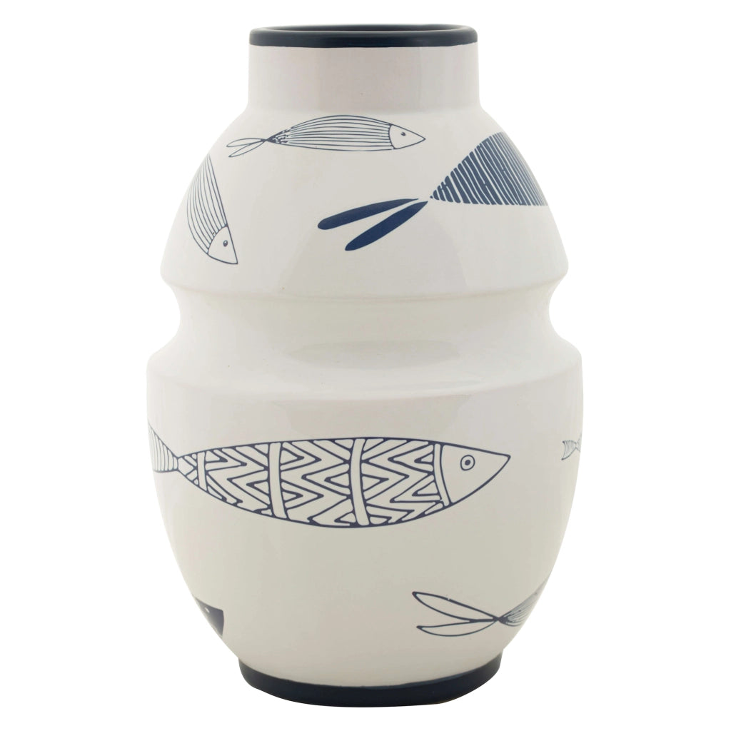 Aurel, Vaso Disegni con Pesci, Bianco