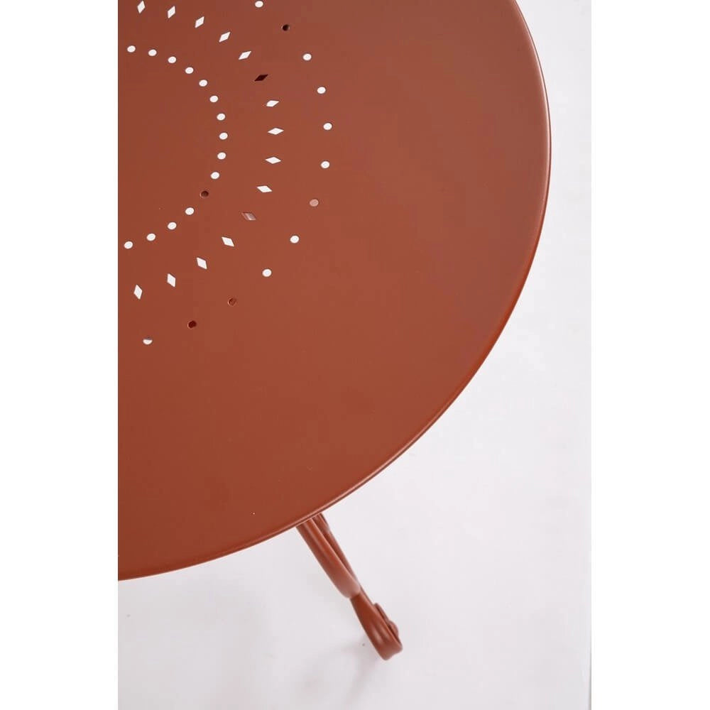 Tavolo Rotondo Acciaio Rosso Rustico da Esterno 70 cm - JENARIS