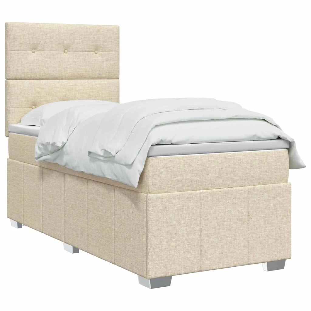 Letto box spring con materasso Crema 100 x 200 cm Tessuto 3454076