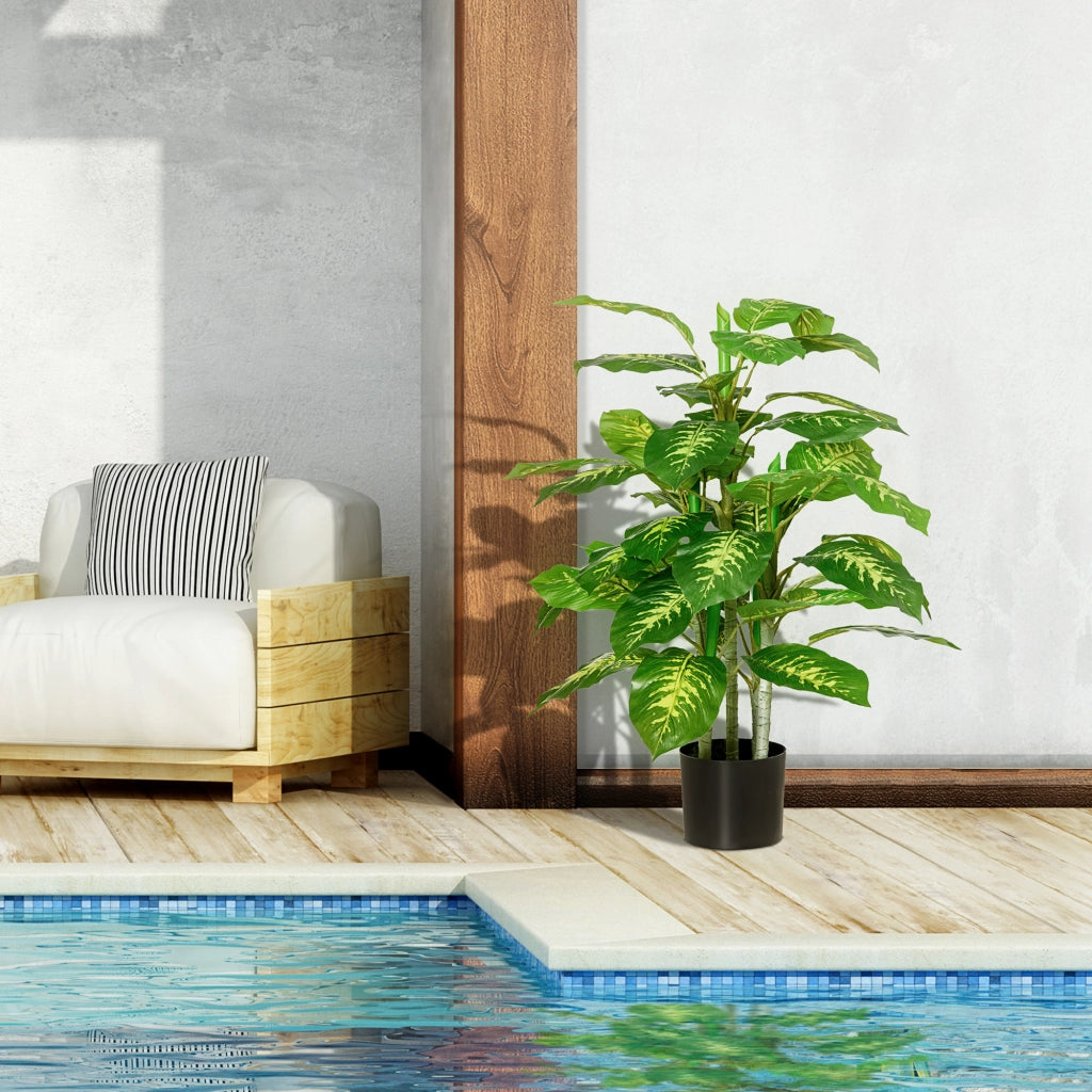 Pianta artificiale Calathea ¨C Xylo ¨C Altezza 95 cm, vaso cemento