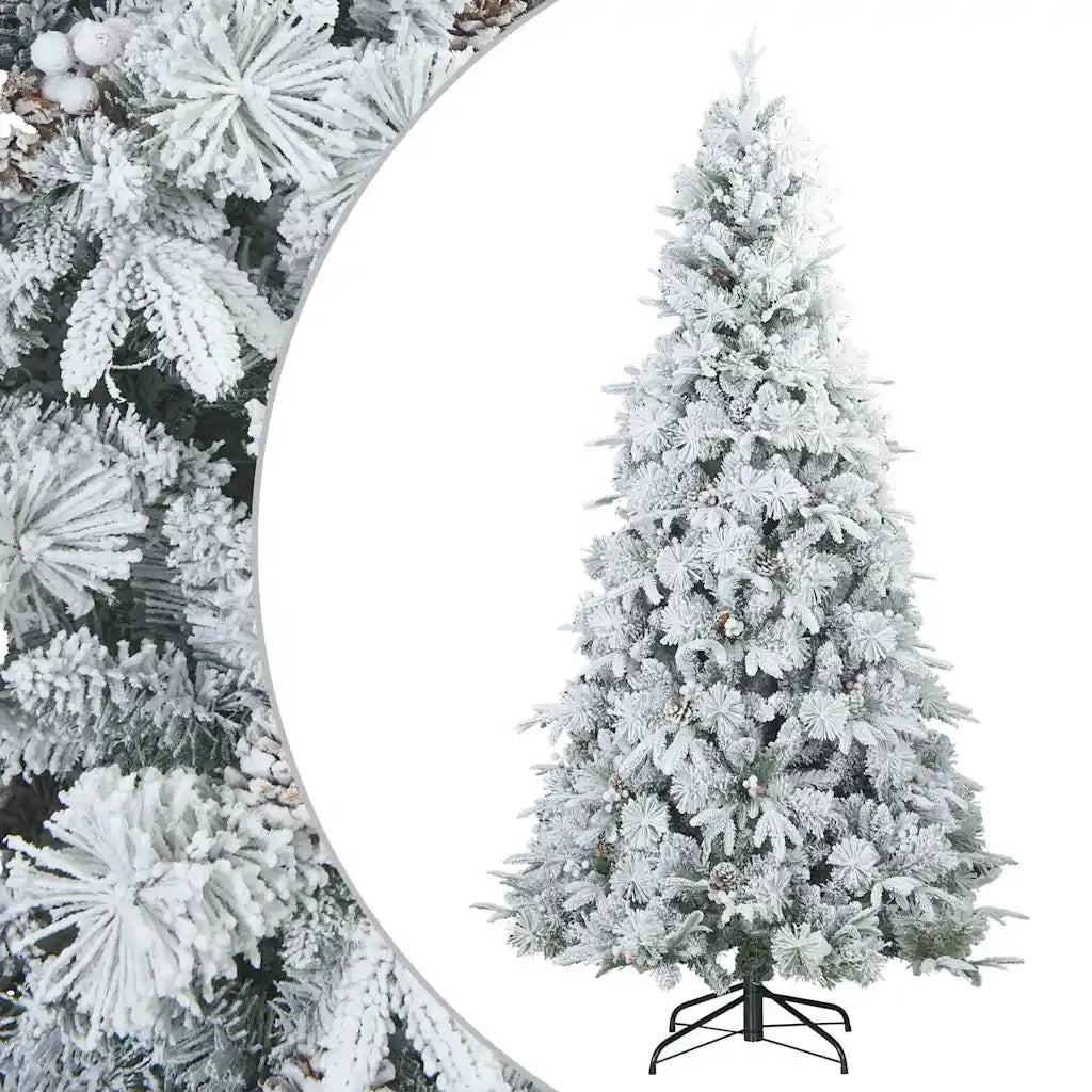 Albero di Natale Artificiale-Albero Natalizio Snodato Foderato di Neve Bianco 891513