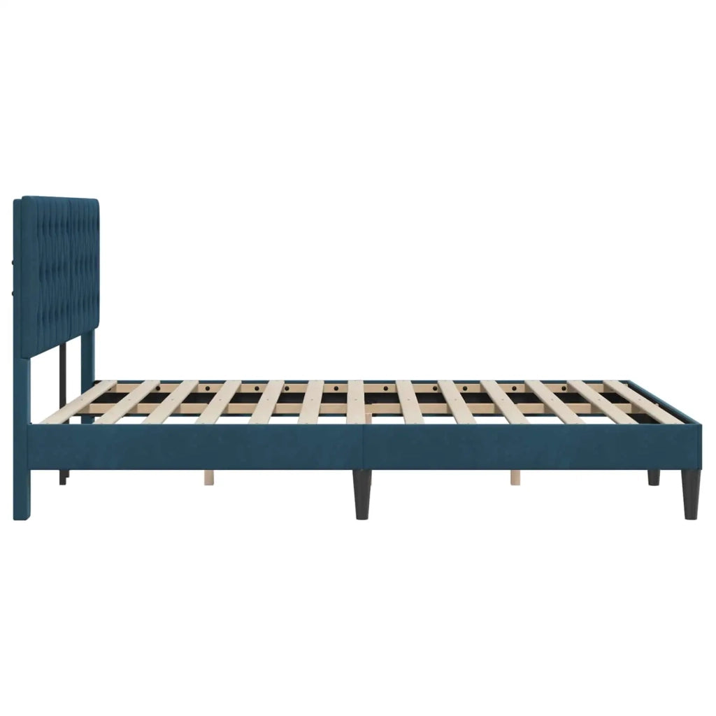 Struttura del letto con testiera-Giroletto Blu 120 x 190 cm Velluto 113068
