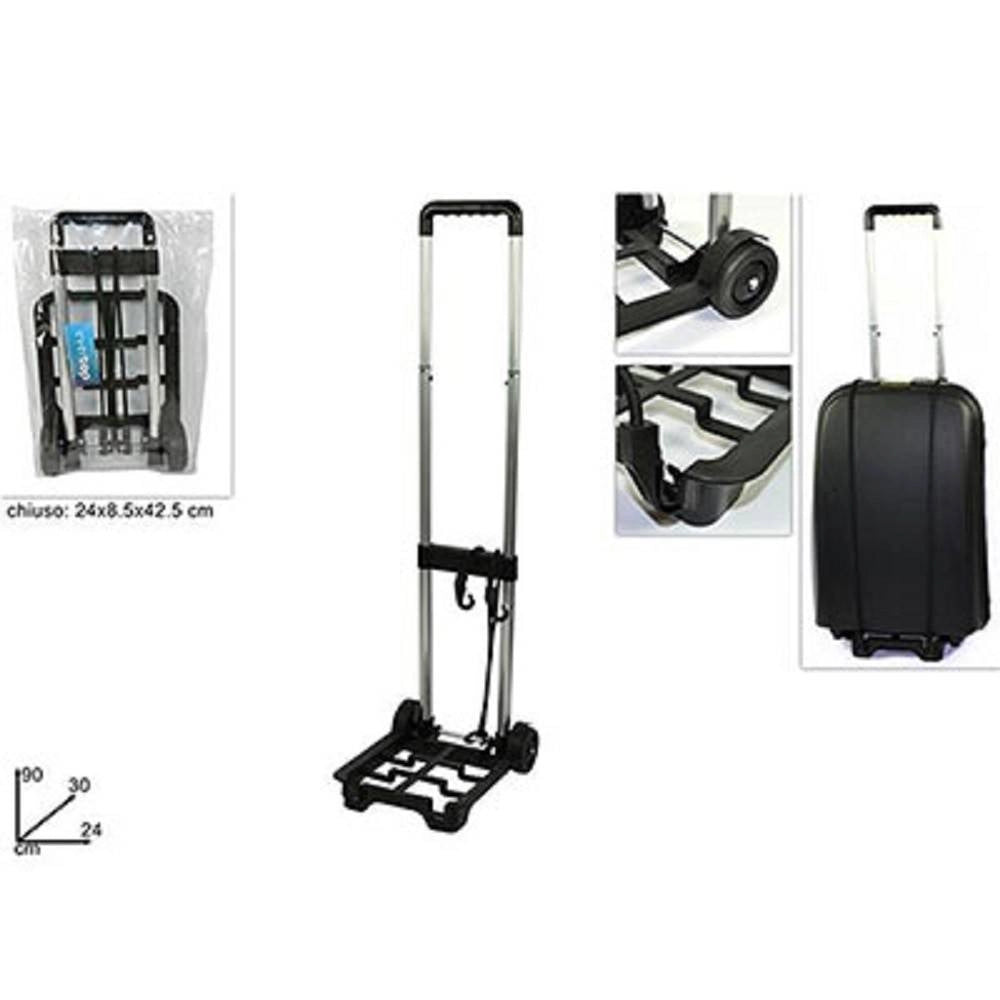 Trade Shop - Carrello Porta Valigia Pieghevole Richiudibile Pacchi Portavaligie Per Trasporto -