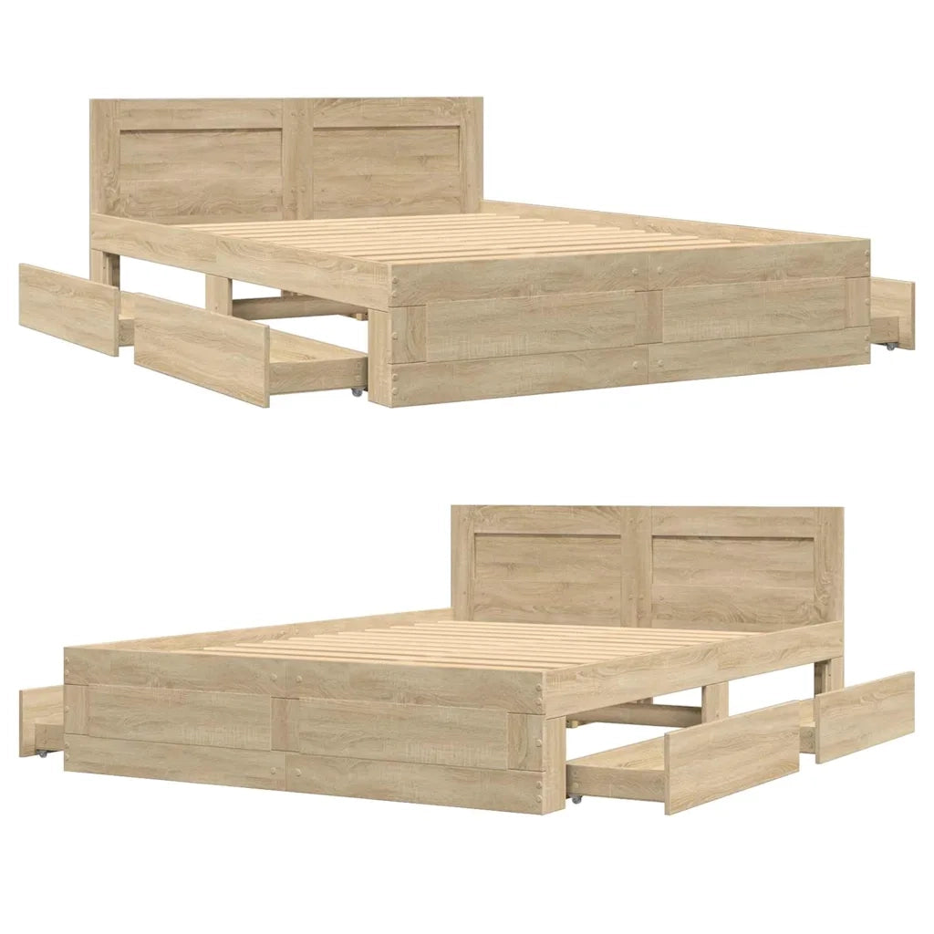 Struttura del letto 2 pcs Sonoma 137 x 188 cm Legno multistrato 3402854