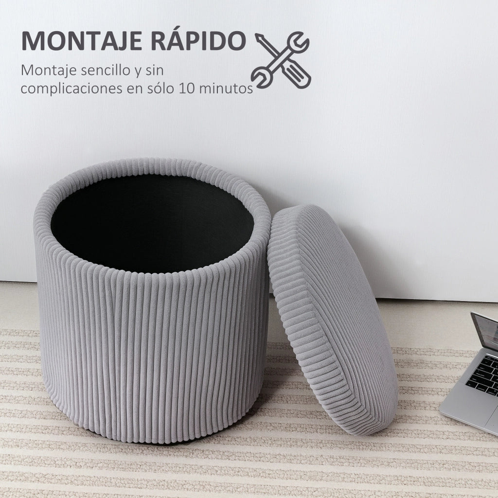 Puff ¨C Minimal ¨C Grigio Chiaro, Pelle, ?40x41 cm