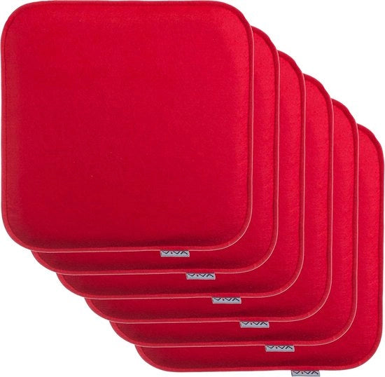 Cuscino di velluto quadrato - imbottito - 6 pezzi - rosso - 35 x 35 x 2 cm